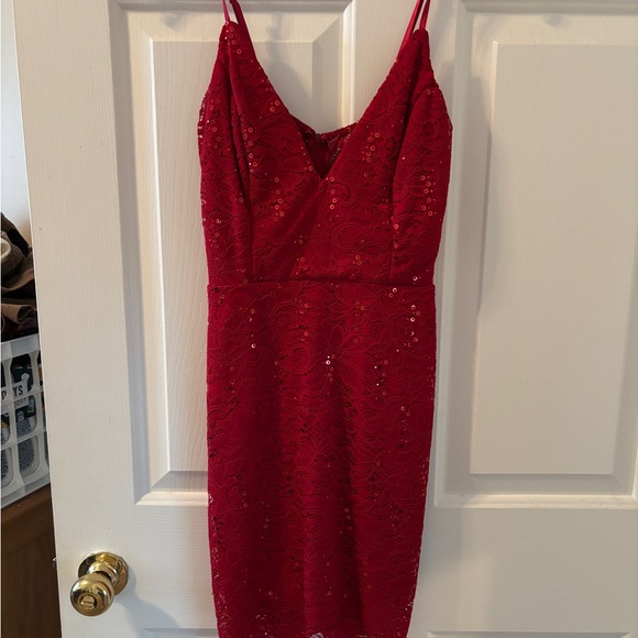 SOLD Charlotte Russe Red Spaghetti Strap Bodycon Dress - Picture 1 of 3